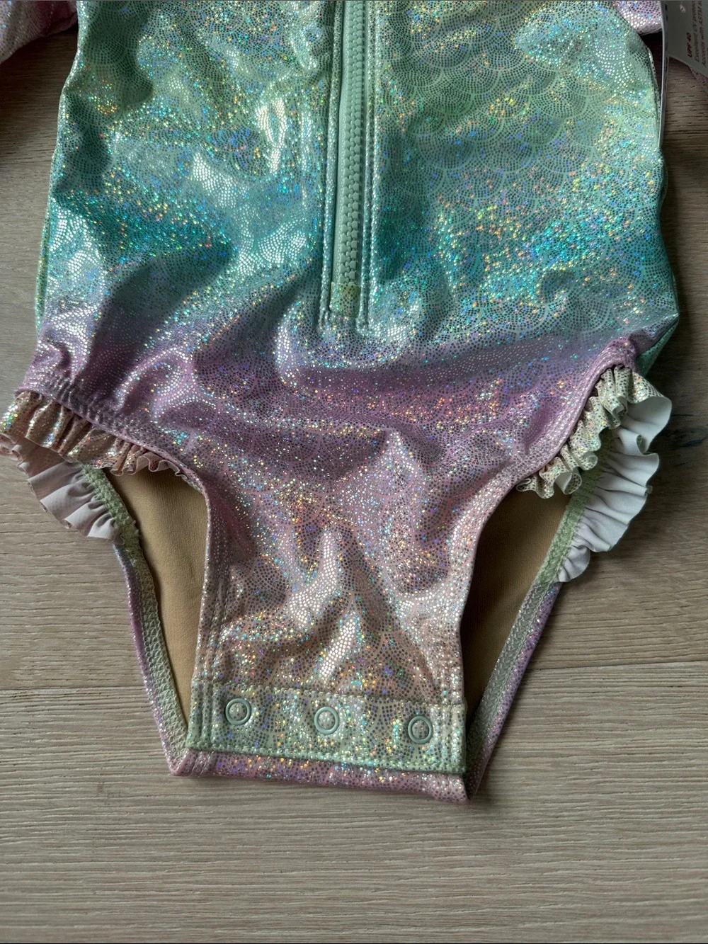 New old navy Girls' Iridescent Mermaid Long-Sleeve One-Piece Swimsuit rashguard